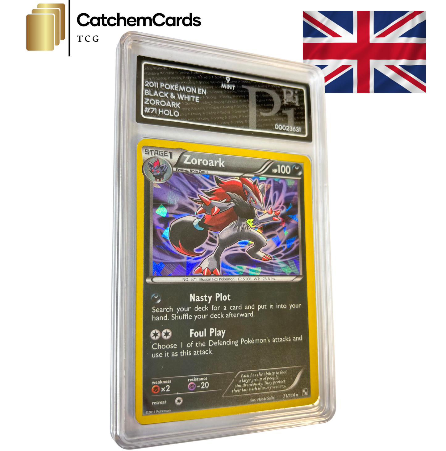 Zoroark Holo PI 9 Mint Pokemon Grading Karte 2011 Slab