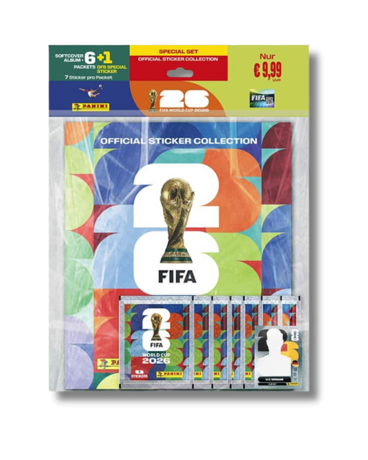 Panini WM 2026 Starter Set XL Album + 6 Sticker Packs & DFB Special Sticker