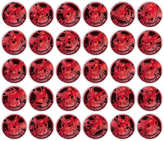Rote Pikachu-Sammlermünzen aus dem Pokémon 30th Celebration Coin Set