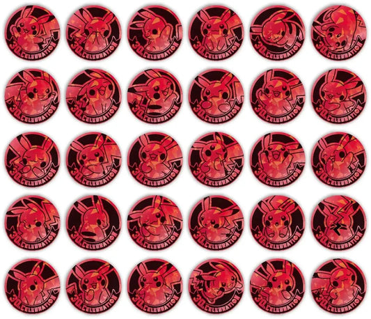 Rote Pikachu-Sammlermünzen aus dem Pokémon 30th Celebration Coin Set